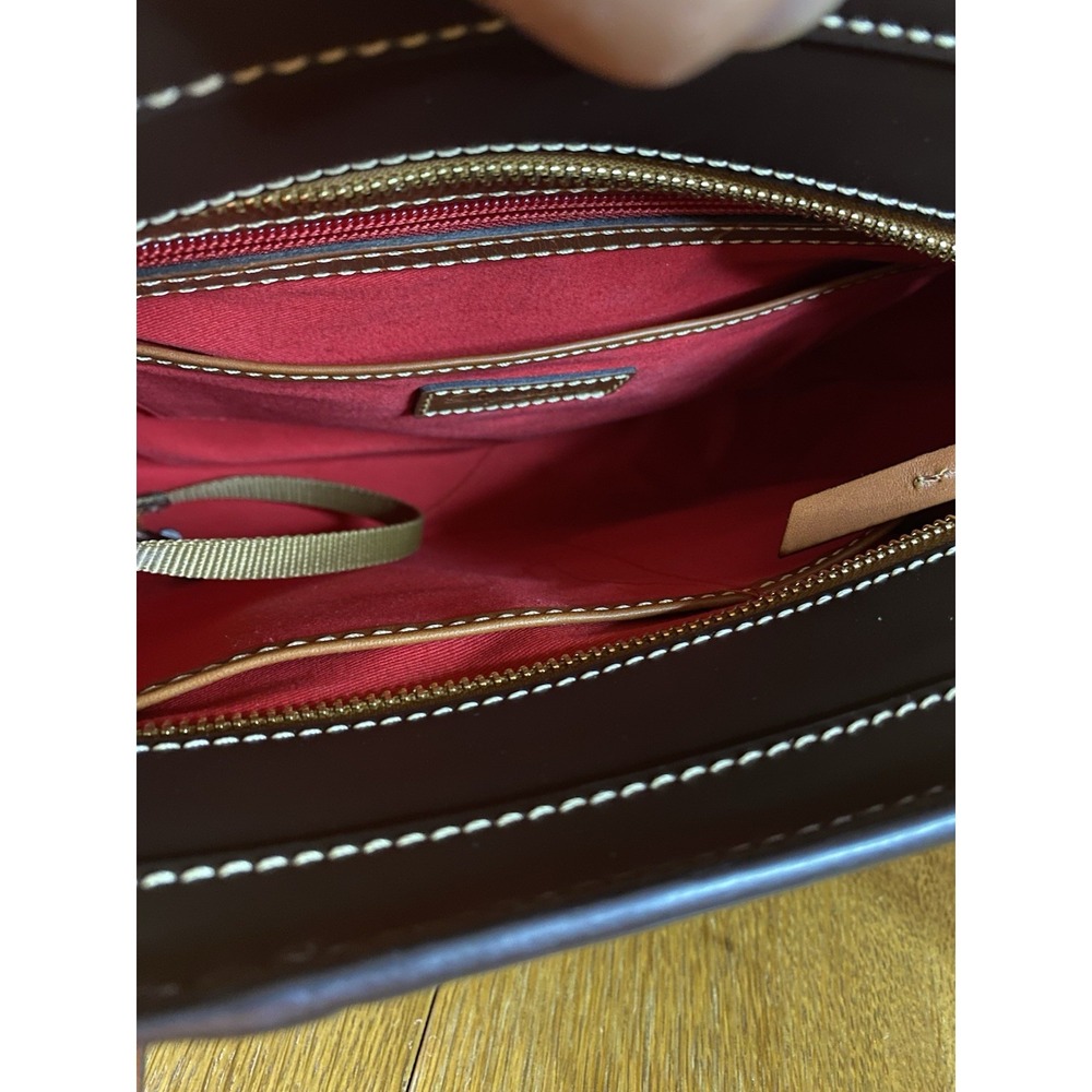 Dooney & Bourke Small Lexington Tote Brown Smooth Leather Bag Red Lining NWOT - Picture 11 of 16